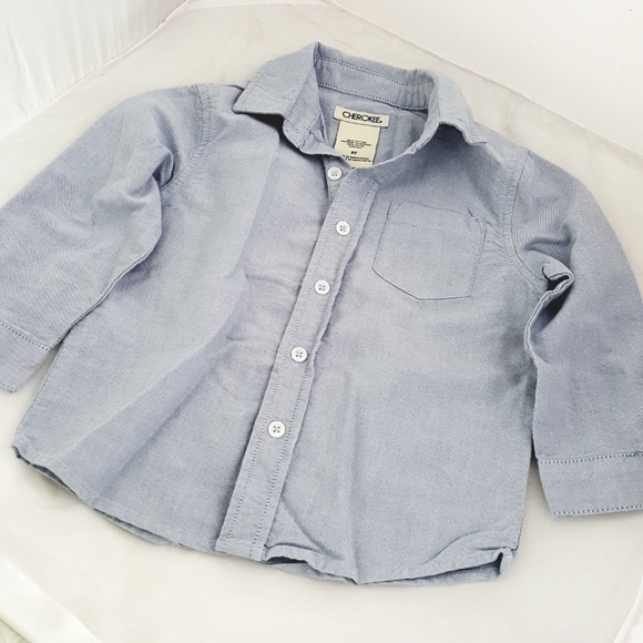 3/$30 // Cherokee Blue Cotton Toddler Oxford Shirt - Picture 3 of 8